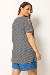 YOURS Plus Size Black Stripe Swing T-Shirt | Yours Clothing 3