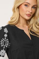 M&Co Black Notch Neck Cotton Embroidered Dress | M&Co 4