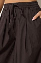 PixieGirl Petite Women's Chocolate Brown Poplin Cotton Barrel Leg Trousers | PixieGirl 4