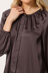 LTS Tall Women's Chocolate Brown Satin Button Top | Long Tall Sally 5