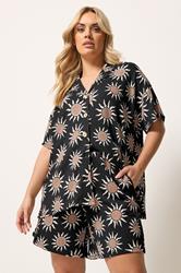 YOURS Plus Size Black Sun Print Shorts | Yours Clothing 3