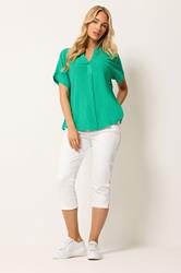 M&Co Green Notch Neck Blouse | M&Co 1