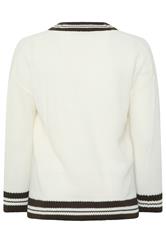 YOURS Plus Size White & Brown Knitted Tennis Jumper | Yours Clothing 2