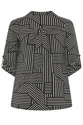 EVANS Plus Size Black Abstract Stipe Blouse | Evans 2