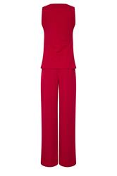 LTS Tall Women's Set Bright Red Textured Waistcoat & Wide Leg Trousers | Long Tall Sally 6