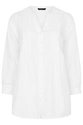 EVANS Curve White Linen Pintuck Shirt