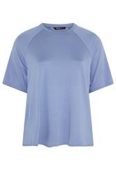 YOURS Curve Blue Soft Touch Raglan T-Shirt