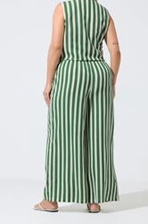 LIMITED COLLECTION Plus Size Green & White Stripe Trousers | Yours Clothing  2
