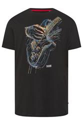 D555 Big & Tall Black Guitar Print T-Shirt | BadRhino 2