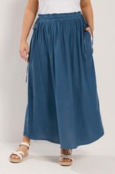 YOURS Plus Size Blue Chambray Midi Skirt | Yours Clothing 3