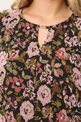 YOURS Plus Size Black Floral Print Keyhole Detail Top | Yours Clothing 4