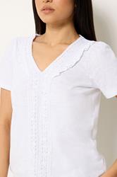 M&Co Petite White Embroidered Trim Cotton Blouse | M&Co 4