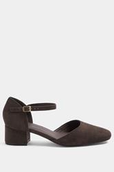 Brown Square Toe Block Heels In Wide E | Yours Clothing 2