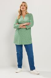 YOURS Plus Size Green Polka Dot Shirt | Yours Clothing 1