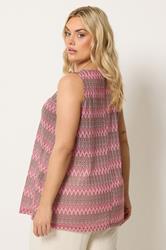 YOURS Plus Size Pink Zig Zag Vest Top | Yours Clothing 2