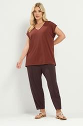 YOURS Plus Size Rust Orange V-Neck Basic T-Shirt | Yours Clothing 1