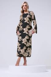 YOURS LONDON Plus Size Black Floral Applique Maxi Dress | Yours Clothing 3