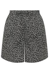 YOURS Curve Black Ditsy Floral Shorts