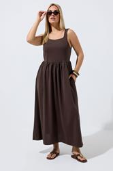 LIMITED COLLECTION Plus Size Chocolate Brown Maxi Dress | Yours Clothing 3