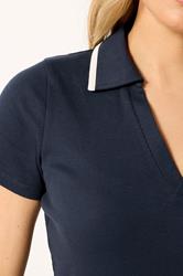 LTS Tall Women's Navy Blue Contrast Collar Polo Top | Long Tall Sally 4