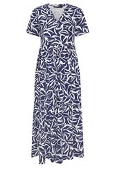 M&Co Petite Navy Blue Abstract Print Tiered Cotton Maxi Dress | M&Co 5