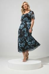 YOURS LONDON Plus Size Black Floral Square Neck Maxi Dress | Yours Clothing 1