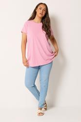 YOURS Plus Size Pink Short Sleeve Core T-Shirt | Yours Clothing 1