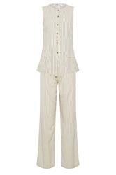 LTS Tall Women's Set Ivory White Pinstripe Waistcoat & Wide Leg Trousers | Long Tall Sally 8