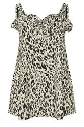 YOURS Curve Natural Brown Leopard Print Frill Vest Top