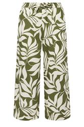 M&Co Khaki Green Leaf Print Cropped Trousers | M&Co 5