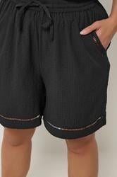 YOURS Plus Size Black Ladder Detail Shorts | Yours Clothing 4