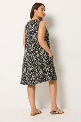 YOURS Plus Size Black Abstract Drape Pocket Dress | Yours Clothing 2