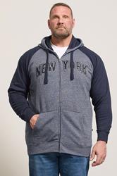 KAM Big & Tall Navy Blue New York  Zip Through Hoodie | BadRhino 3