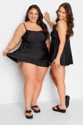 YOURS Plus Size Black Animal Print Buckle Tummy Control Swim Dress