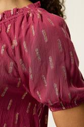 M&Co Berry Red Foil Detail Blouse | M&Co 5