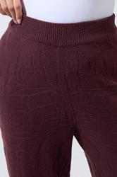 LIMITED COLLECTION Plus Size Chocolate Brown Rose Knitted Wide Leg Trousers | Yours Clothing 4
