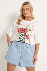 YOURS Plus Size Blue Tie Waist Denim Shorts | Yours Clothing 3