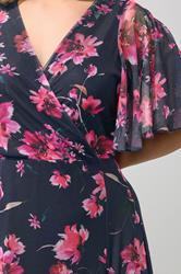 YOURS LONDON Plus Size Navy Blue Floral Angel Sleeve Maxi Dress | Yours Clothing 4