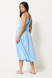 M&Co Petite Light Blue Sleeveless Cotton Midi Dress | M&Co 2