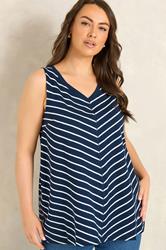 EVANS ESSENTIAL 4 Pack Navy Blue & White Vest Tops | Evans 2