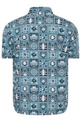 D555 Big & Tall Teal Blue Cuban Short Sleeve Shirt | BadRhino 4