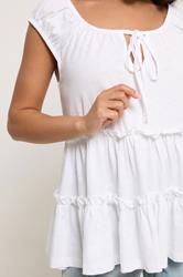PixieGirl Petite Women's White Tiered Cotton Top | PixieGirl 4