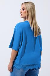 LIMITED COLLECTION Plus Size Cobalt Blue Lace Hem T-Shirt | Yours Clothing 2