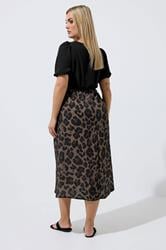 LIMITED COLLECTION Plus Size Brown Leopard Print Mixed Dress | Yours Clothing 2