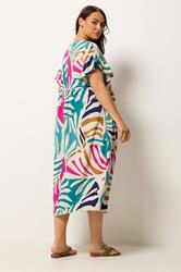 YOURS Plus Size Natural Brown & Green Abstract Print Maxi Dress | Yours Clothing 2
