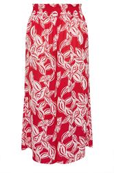 YOURS Curve Red Palm Leaf Wide Leg Trousers