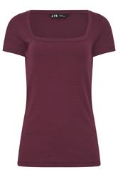 LTS Tall 2 PACK Burgundy Red & White Ribbed T-Shirts | Long Tall Sally 8