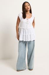 PixieGirl Petite Women's White Tiered Cotton Top | PixieGirl 1