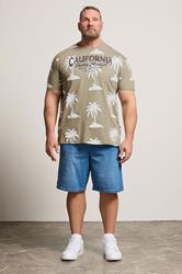KAM Big & Tall Stone Brown Palm Print T-Shirt | BadRhino 1