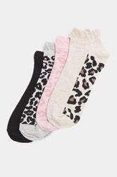 YOURSET 4 PACK Plus Size Black Animal Print Trainer Liner Socks | Yours Clothing 3